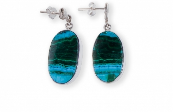 Silver Earrings Chrysocolla Aquarelle