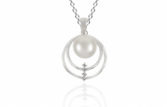Pearl Necklace Orion with White Sapphires