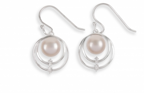 Pearl Earrings Orion with White Sapphires