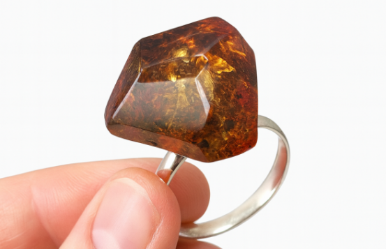 Srebrn prstan Baltic Green