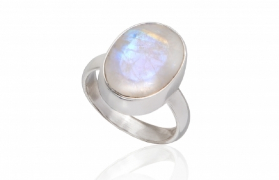 Silver Ring Aurora Moonlight - Rainbow moonstone