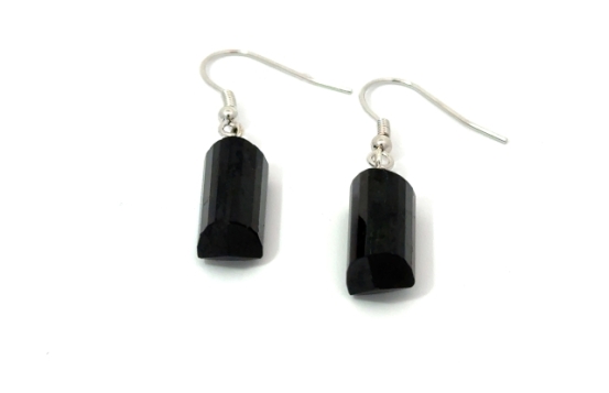 Srebrni uhani Črni Turmalin Crystal