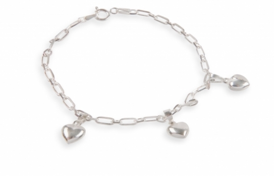 Srebrna zapestnica Tri Srca