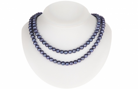 Akoya Pearl Necklace Blue Velvet - 85 cm