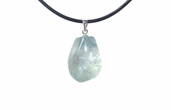 Srebrn obesek Akvamarin Luminis na usnjenem traku