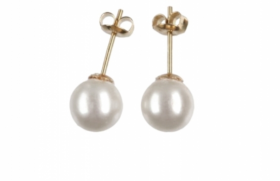 Gold Pearl Earrings Miramar 6 mm AA