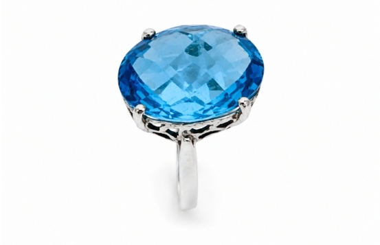 Azure Crown Silver Ring Blue topaz 12*16 mm