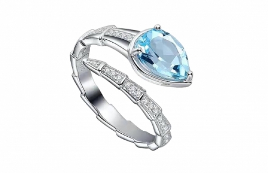 Blue Topaz Silver Ring Serpenti