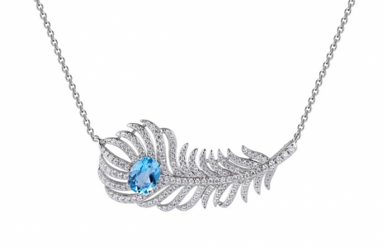 Blue topaz Silver Necklace with zirconium