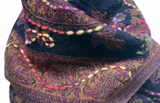 Knitted Wool Scarf Jamawar - Burgundy