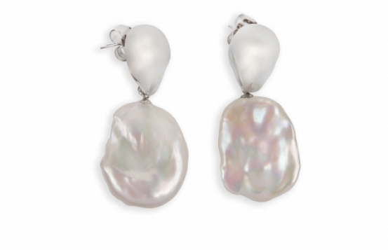 Silver Pearl Earrings Biwa Oceanis
