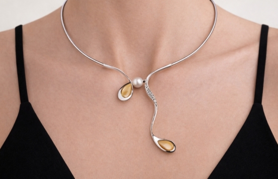 Silver Pearl Necklace MIMOZA