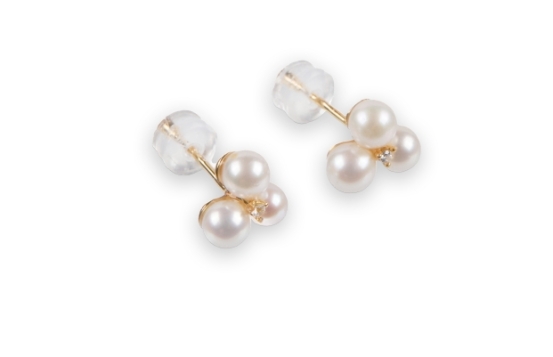 Pozlačeni Biserni uhani LUMINA Trio