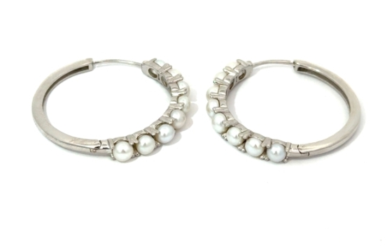 Biserni uhani srebrna rinka AURELIA Hoop