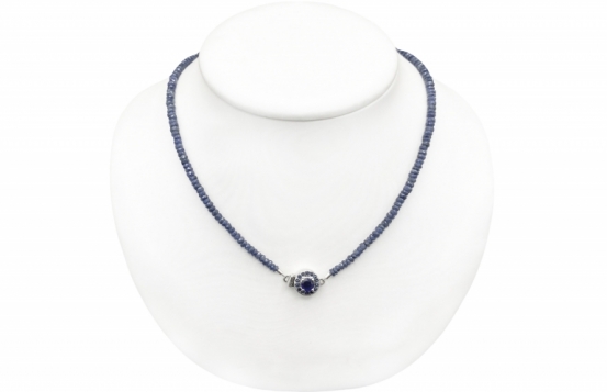 Modri Safir ogrlica 3-6 mm - srebrna in zlata
