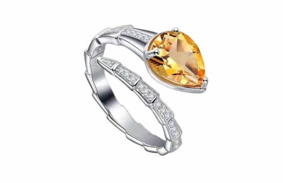 Srebrn prstan Citrin Serpenti