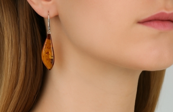Amber Silver Earrings DELIA