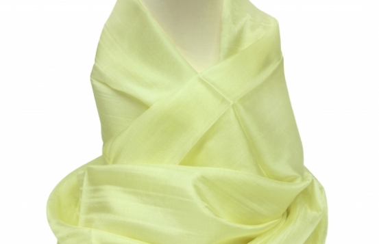 Šal COCOON 100 % svila - pastelno rumena
