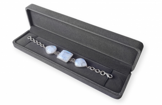 Silver Bracelet Tris with Rainbow Moon Stone
