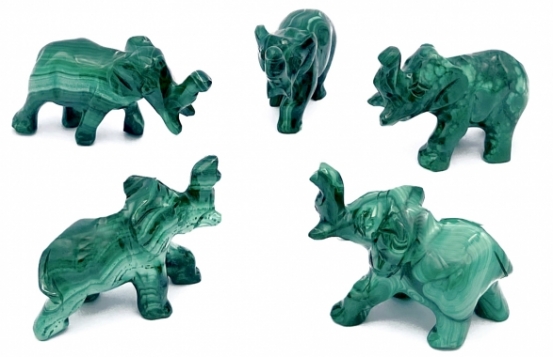 Malachite Elephants figurines 52 x 38 mm