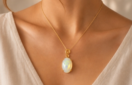Opal Pendant Infinity AA Gold Vermeil