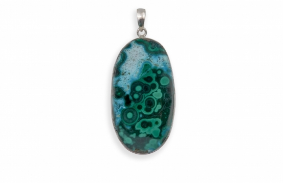 Silver Pendant Malachite-chrysocolla Magma