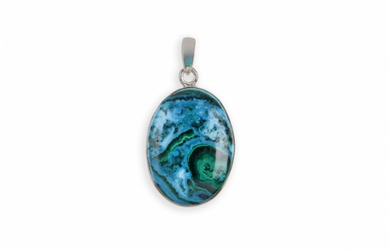 Silver Pendant Malachite & Chrysocolla