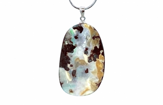 Milky Boulder Opal Silver Pendant