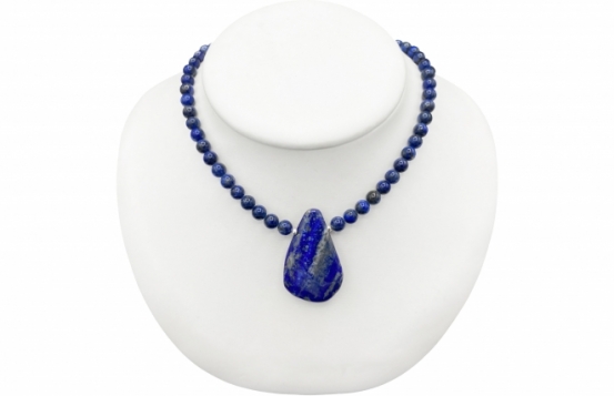 Necklace lapis 6 mm with Pendant