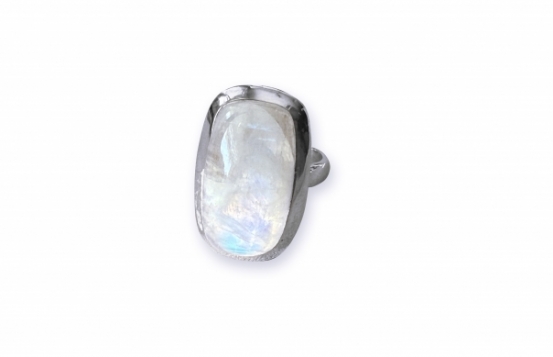 Srebrn prstan MESEČINA mesečev kamen 14 x 25 mm