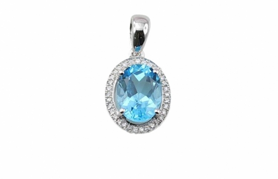 Silver Pendant LB Blue topaz