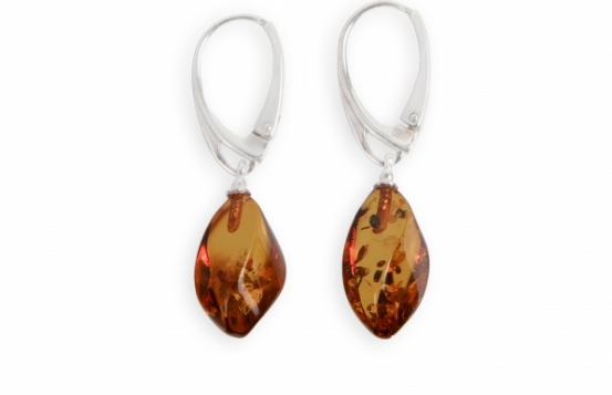 Srebrni uhani jantar TWIST