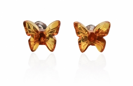 Srebrni uhani jantar Papillon