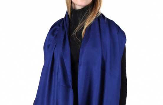 PURE Cashmere Scarf - Paris Blue & Navy Blue