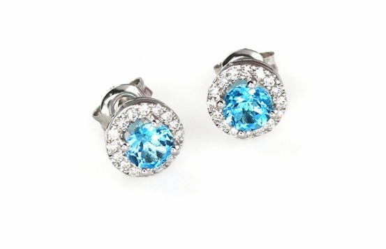 Modri topaz uhani 8 mm Love Blue