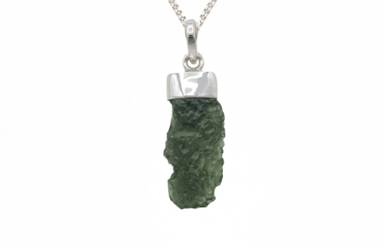 Silver Pendant Moldavite 12 × 26 × 5 mm