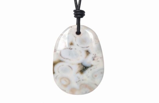 OCEANSKI JASPIS obesek na traku 25 x 40 mm