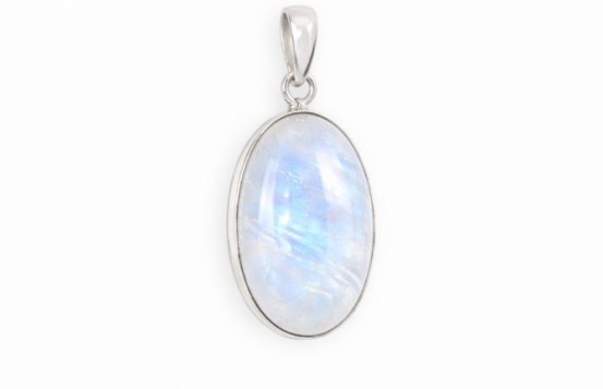 Srebrn obesek Mesečev kamen Mavrični Odsev 