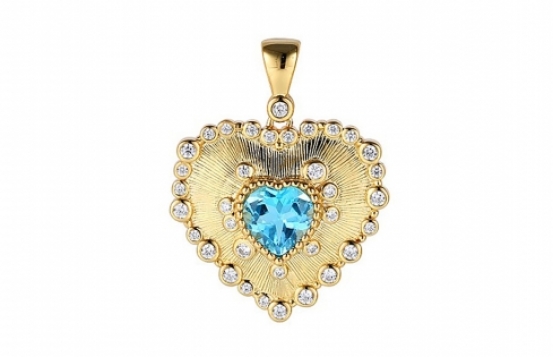 Modri topaz obesek zlato SRCE