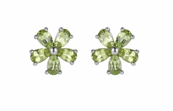 Srebrni uhani LS Flower peridot in ametist