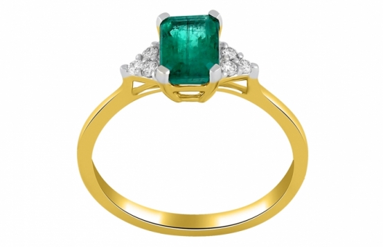 Zlat prstan smaragd in diamanti - Columbiana