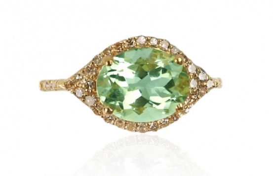 Diamantni prstan NATALIE z zelenim ametistom 8 x 10 mm