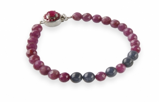 Ruby and Blue Sapphire Bracelet 6 mm
