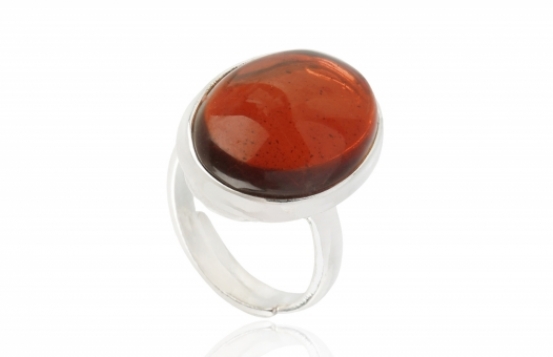 Srebrn prstan CHERRY jantar 18 x 13 mm