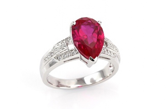 Silver Ring LOVE BEAM Twin Ruby