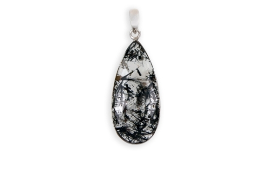 Silver Pendant Black Tourmaline Matrix