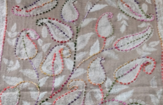 Scarf Casmere Jamawar 70 x 190 cm Beige Brown