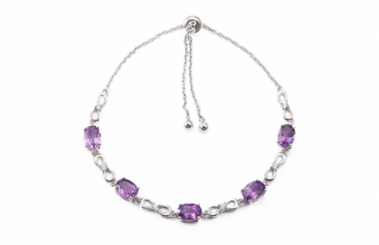 Zapestnica LOVE SMILE Promenade z ametisti