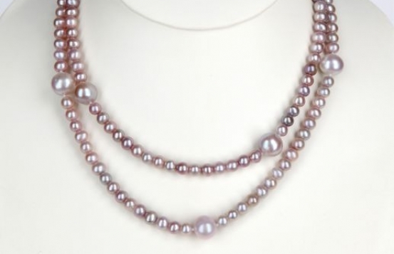 Biserna ogrlica ANABELA - roza biseri 90 cm