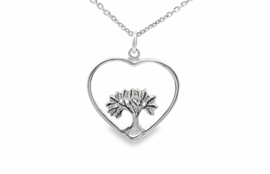 Silver Pendant Tree of Life in Heart